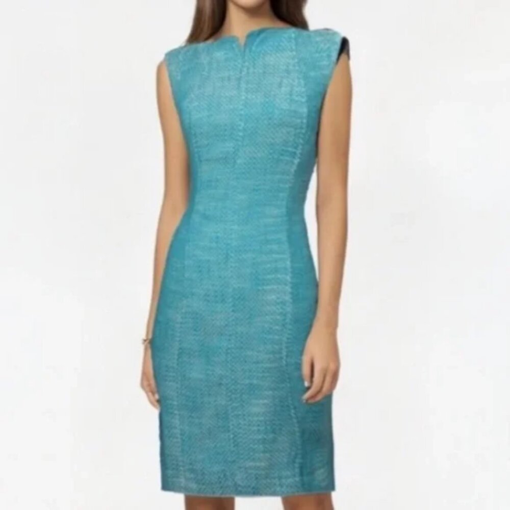 Talbots Turquoise Tweed Knee-Length Sheath Dress